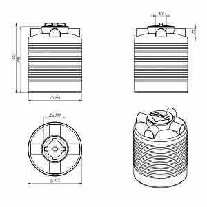 Пластиковая емкость ЭкоПром ЭВЛ 300 усиленная под плотность до 1,5 г/см3 (Синий) 2